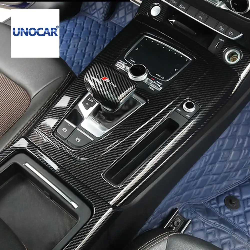 

Car styling 2 For Audi Q5L interior retrofit center control panel decoration door water cup shift frame carbon fiber glass lifti