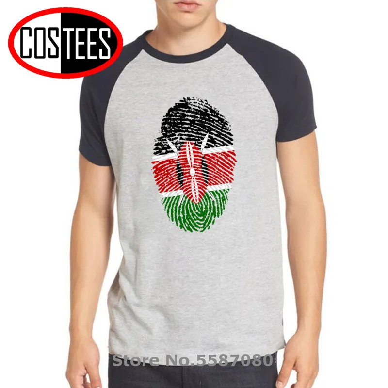 Футболка мужская с принтом в виде флага Кении и отпечатков пальцев|Мужские