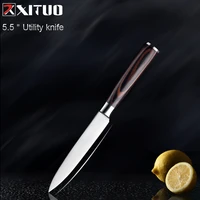 xituo 5 5 inch utility knives 7cr17mov stainless steel japanese chef santoku knife meat cleaver kitchen accessories pakka wood