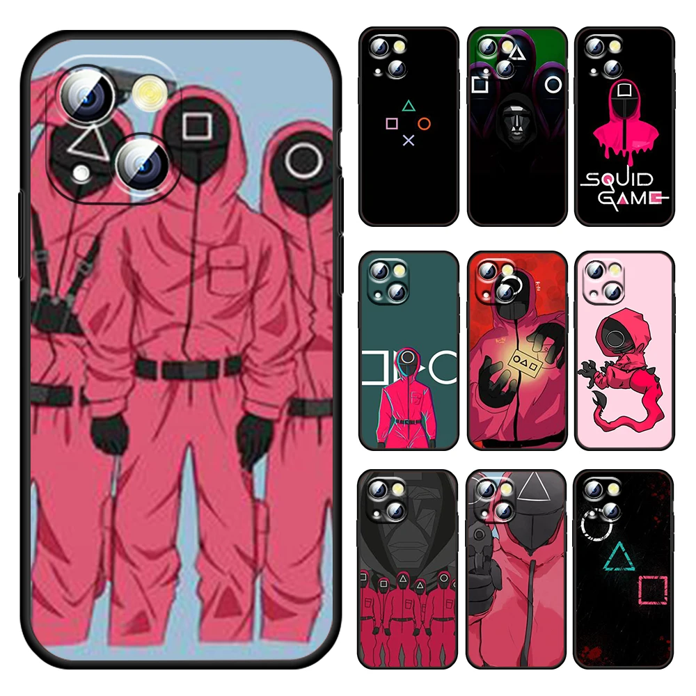 

TV series squid game For Apple iPhone 13 12 11 Pro MAX mini XS MAX XR X 7 8 6 5S Plus Silicone Soft Black Phone Case