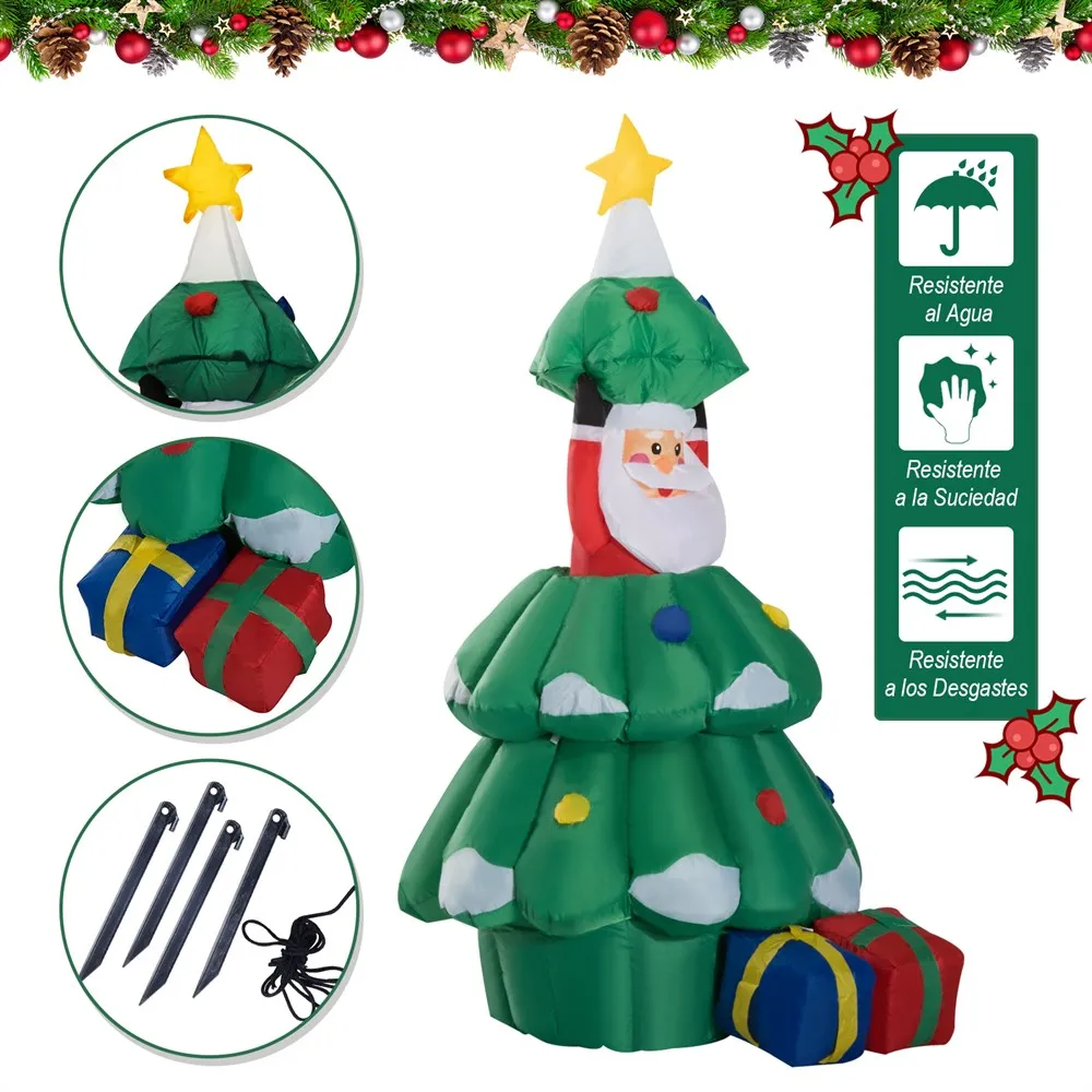HOMCOM arbol de Navidad con Papa Noel Hinchable Decoracion Navidena Iluminacion светодиодный наружный интерьер