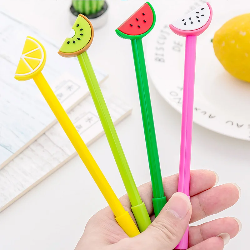 

24 PCs Creative Cute Cartoon Fruit Signature Needle Neutral Student Writing Pen Stationery with Black Pen Kawaii School Supplies