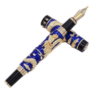 jinhao blue cloisonne double dragon calligraphy fountain pen fude bent nib advanced craft writing gift pen for business office