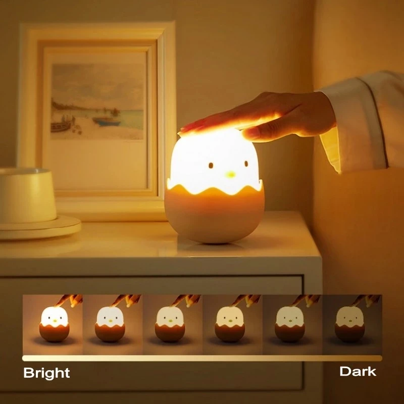 Chick Led Night Light USB Rechargeable Touch Sensor Bedroom Baby Bedside Lamp Cute Creative Egg Shell Decoration Gifts | Лампы и