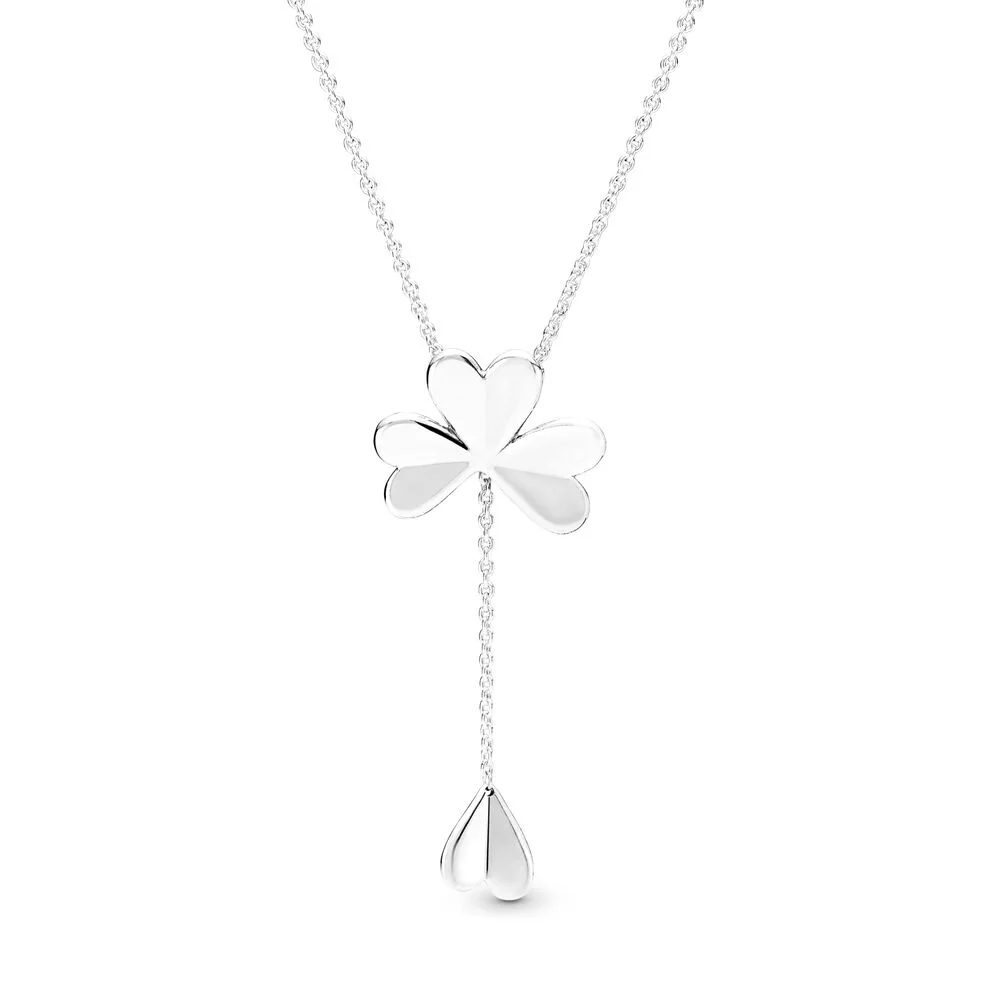 

Authentic 925 Sterling Silver NecklacesLucky Four-Leaf Clover Y-Necklace For Women Party Wedding Jewelry