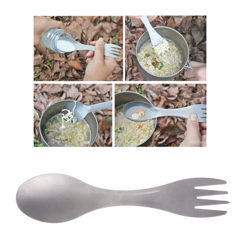 

Ultralight Titanium Spoon Fork Spork Outdoor Camping Picnic Tableware 2in1 Tool