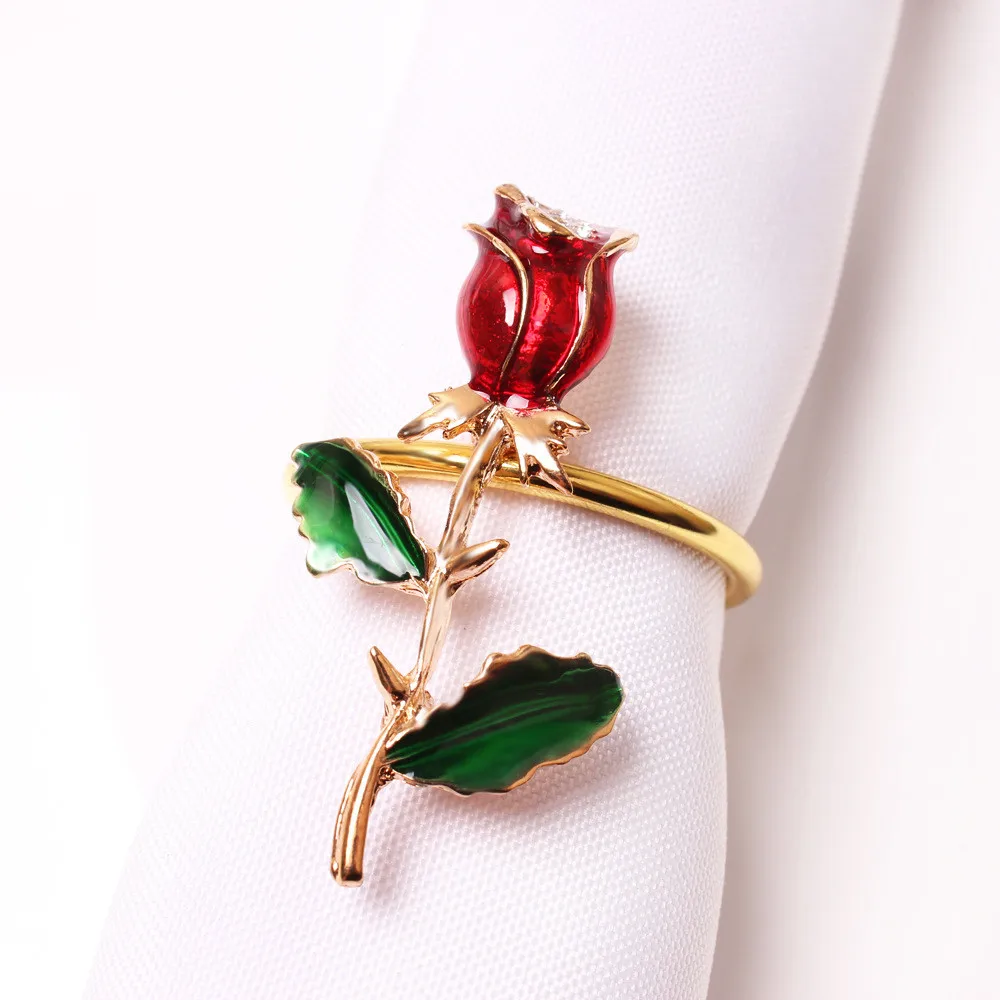 

12/PCS new metal dripping oil rose flower napkin ring napkin ring napkin buckle Valentine's day western restaurant decoration