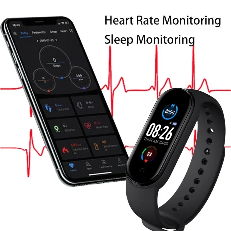 

Bluetooth M5 Smart Bracelet Heart Rate Fitness Traker M5 Smart Band Pedometer Pressure Monitor Men Women Wristband