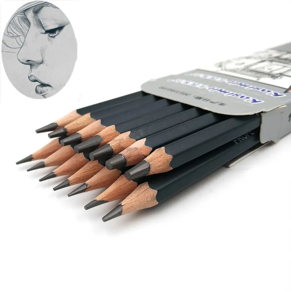 14 шт./компл. Профессиональный деревянные карандаши для рисования 12B 10B 8B 7B 6B 5B 4B 3B 2B