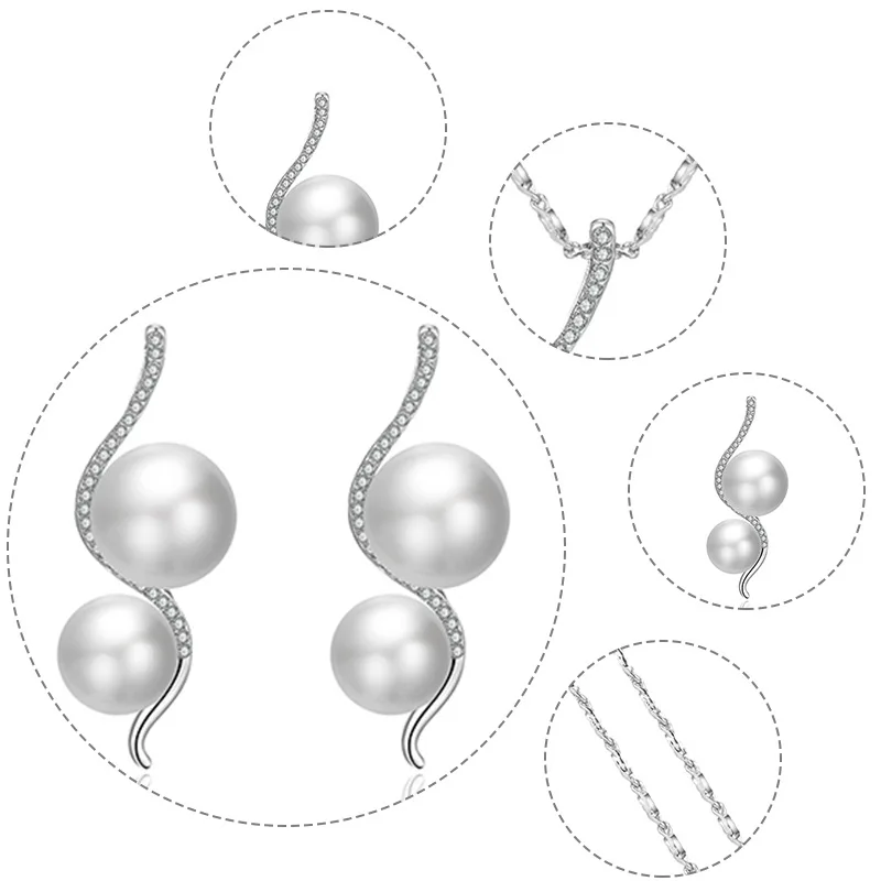 Модные Ювелирные наборы жемчужное колье серьги кулон свадебный ювелирный набор