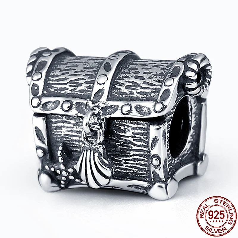 

2021 New plata charms of ley silver color Treasure Chest Charm Fit Original Pandora Bracelet DIY Jewelry For Women Gift