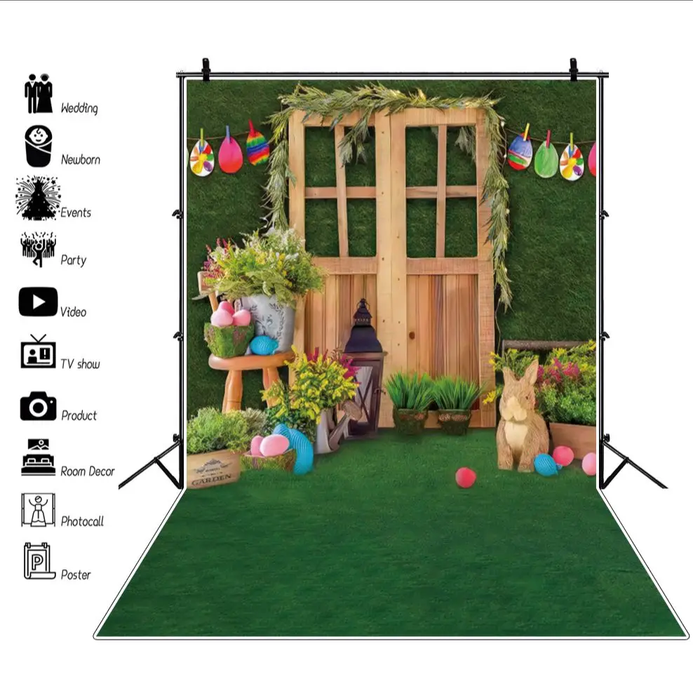 

Фон для детской фотосъемки с Пасхальной тематикой, деревянная дверь, кролик, декор для вечеринки, Детская Фотостудия