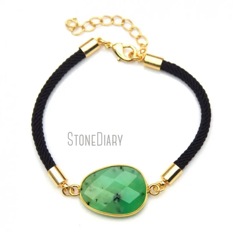 BM14836 5Pcs Cheap Pure Gold Color Faceted Free Form Bracelet Australian Jades Black Fiber Cotton On Sale Adjustable - купить по