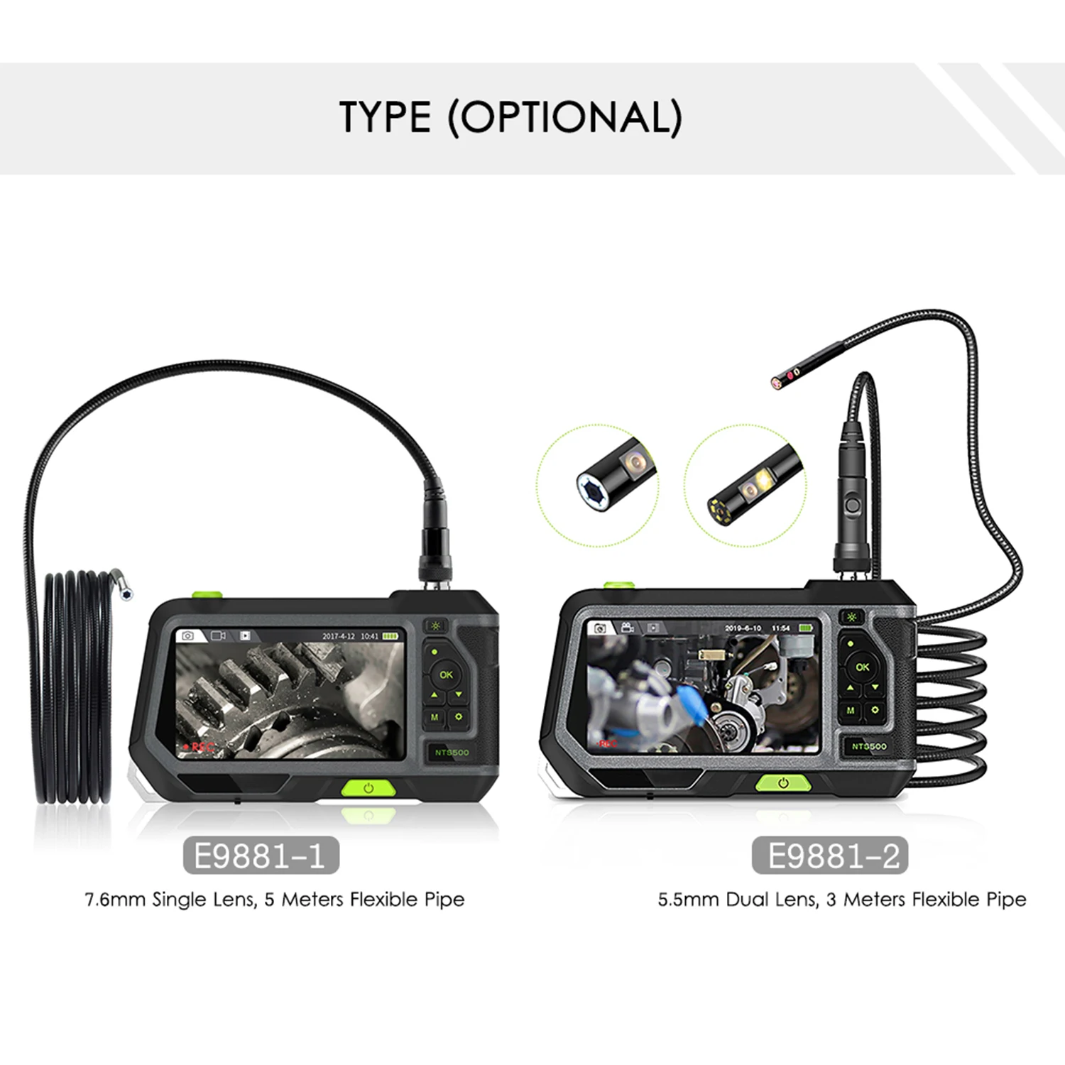 Промышленная эндоскоп бороскоп Инспекционная камера с полужесткой трубкой 3500