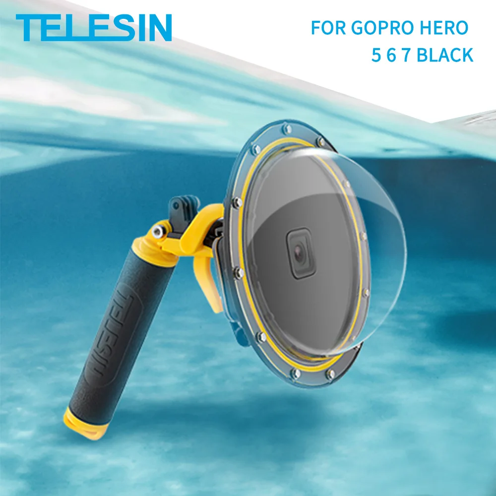

TELESIN 6'' Dome Port 30M Waterproof Underwater Housing Case With Floating Handle Shutter Trigger For GoPro Hero 7 6 5 Black
