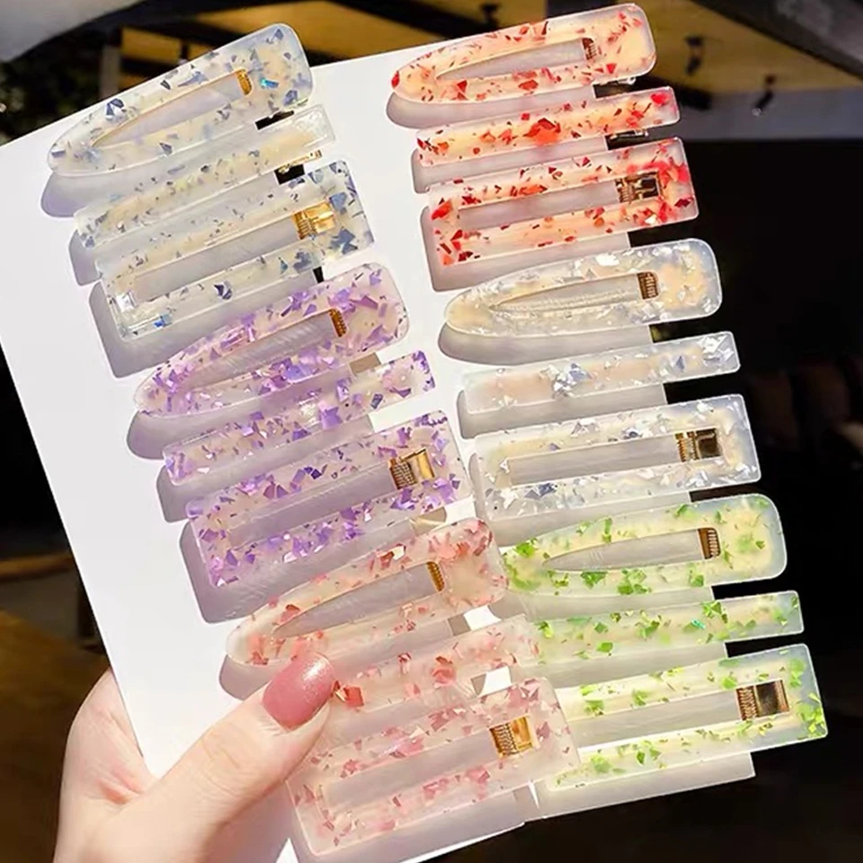 

2/3pcs/Set Fashion Women Resin Shiny Shell Hair Clips Elegant Geometric Oval Hairpins Temperament Barrettes Hair Accessories New