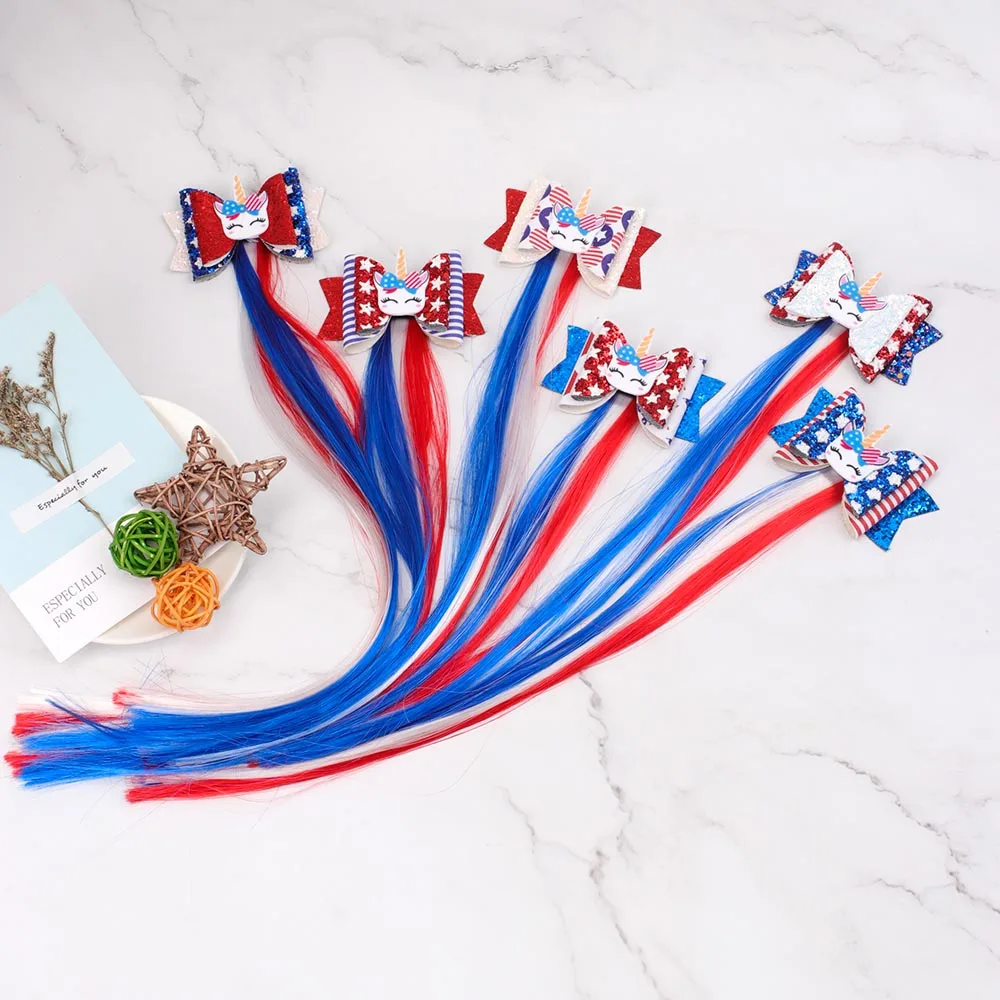 

Unicorn Dot Bows Clips Girl's hair bows Wig Ribbon Baby Hairpin Grosgrain Star Boutique Clip For Kids Girls Boutique Clips