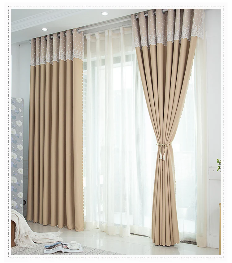 1 панель 85% 95% затенение современный стиль однотонные занавески с кружевным