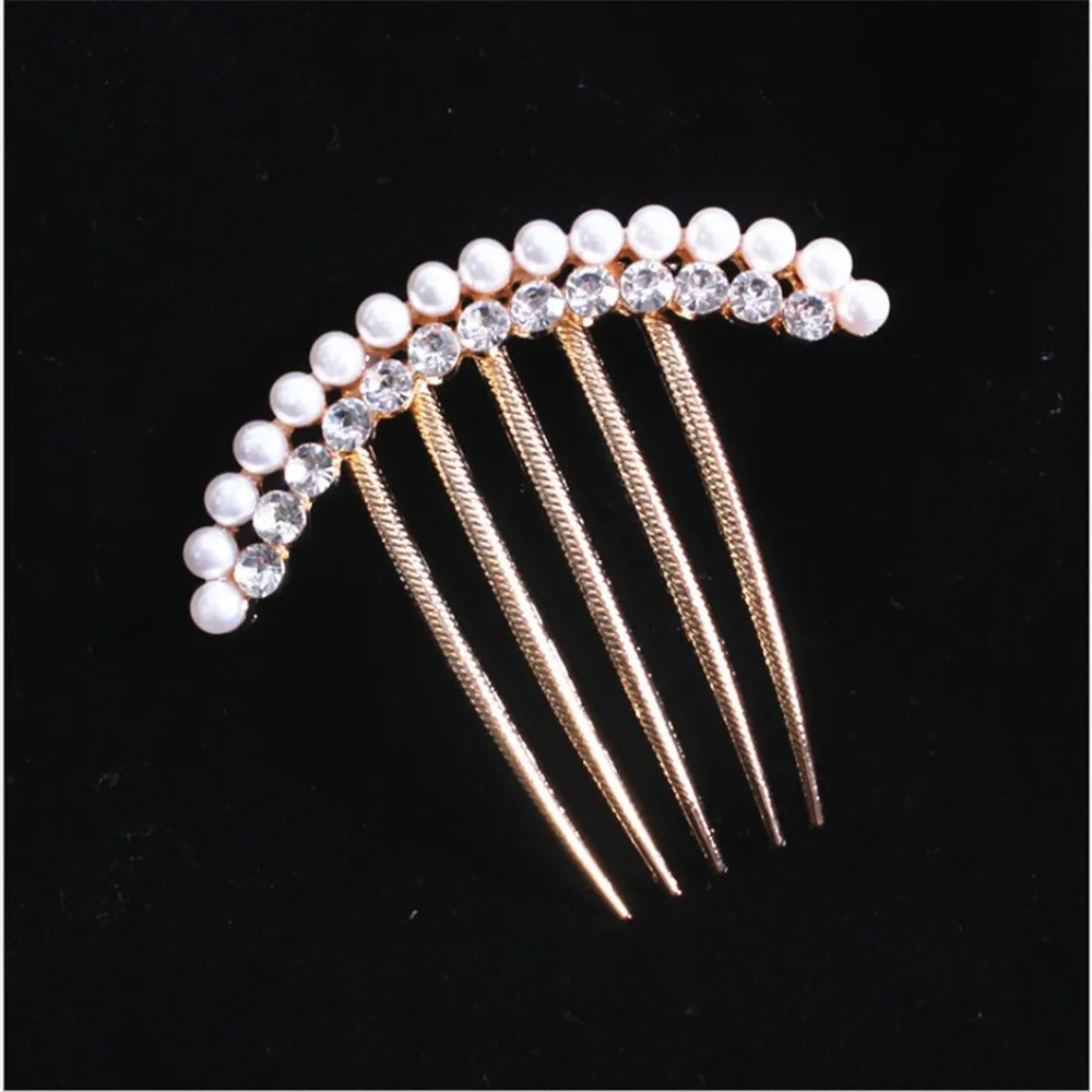 

European and American pearl rhinestone combs U shape Accessories For Women Bride Headdress Fashion Rhinestone Hair Combs