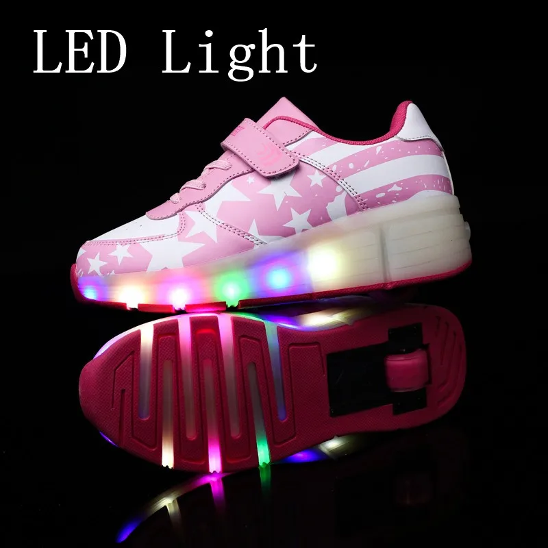 

Blue Pink Orange Fashion Girls Boys LED Light Roller Skate Shoes For Children Kids Sneakers With Wheels One wheels