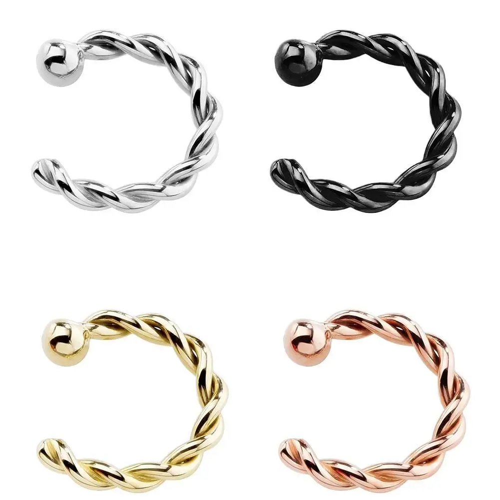 

Punk 1 Pc U Shape Twist Nose Ring Earrings Ear Cuff Fake Daith Septum Nose Piercing Jewelry Clip Hoop Cartilage Rings Helix C9M5