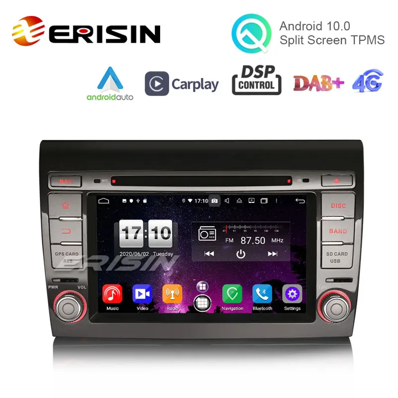 Erisin ES8771F 7 &quotPX5 DSP Android 10 0 автомобильный DVD для Fiat Bravo CarPlay &amp Auto GPS 4G DAB + BT