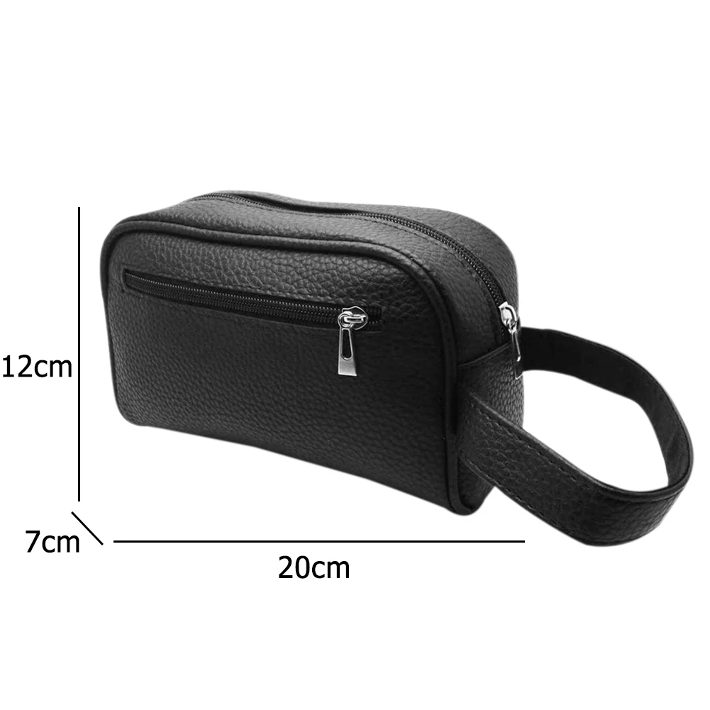 

Solid Color Men Wallet PU Leather Business Zipper Clutch Coin Purse Card Holder Bags Multi-function Wristlet Bag Portable