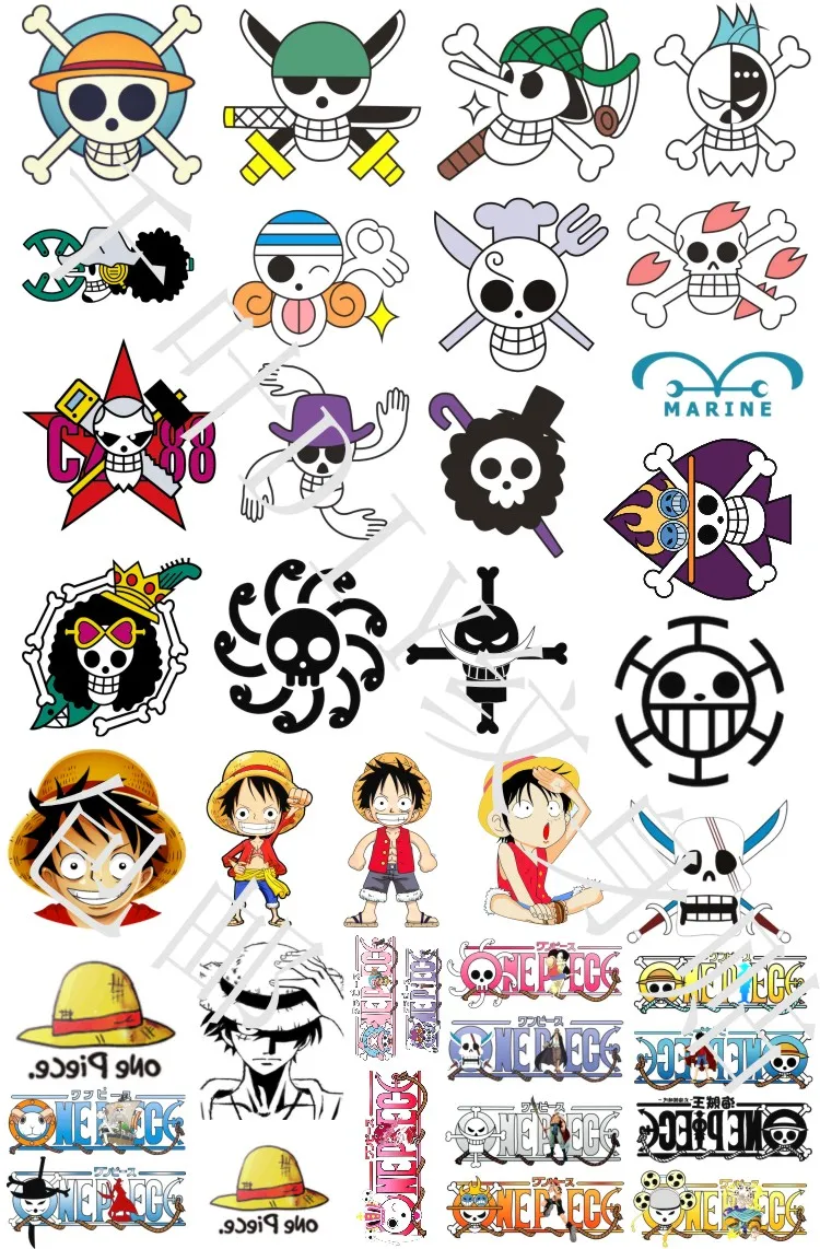 Аниме One Piece Ace Luffy Trafalgar Law Nami Водонепроницаемая Временная переводная тату