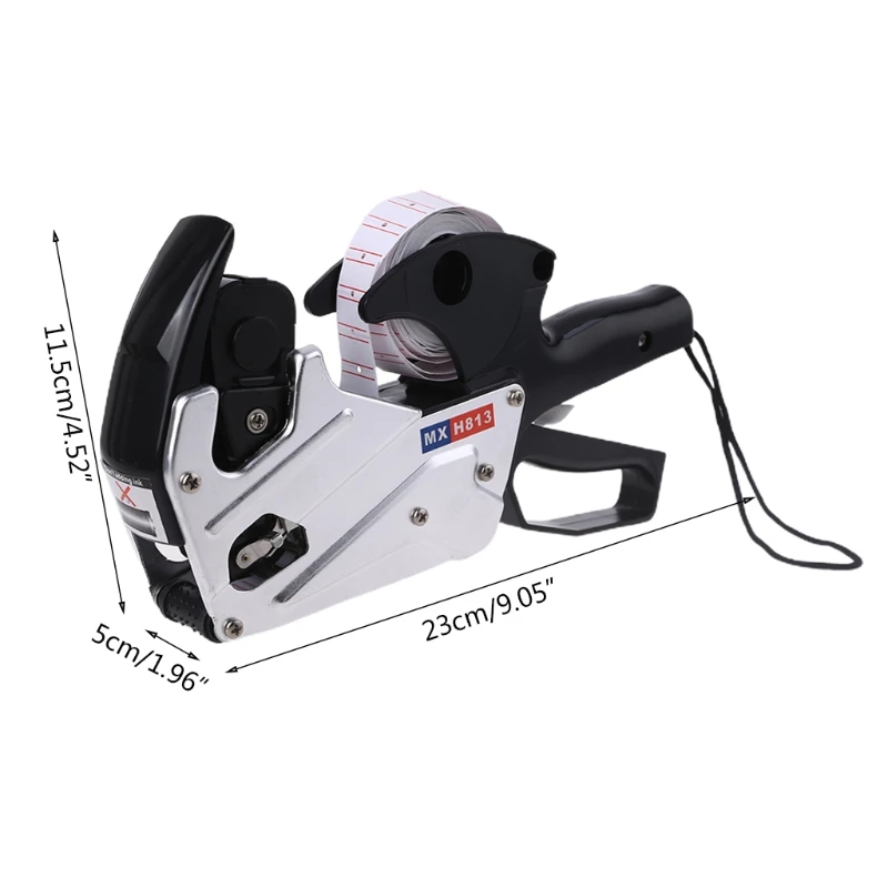 

R58B MX-H813 8 Digits Tagging Labeller for Clothing Store Retail Store Retail Price Tag Attacher with Labels Roll w/ Ink Roll