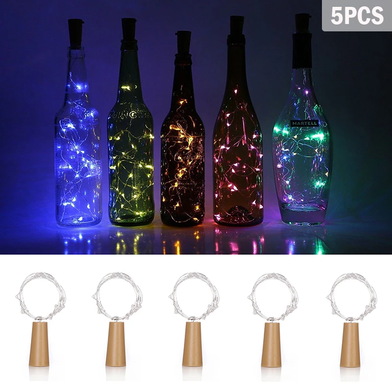 

5 шт./лот пробковая подсветка для бутылки вина, 2 м, 20 светодиодов, светодиодная лента «сделай сам», осветительная полоса для гирлянды, декор д...