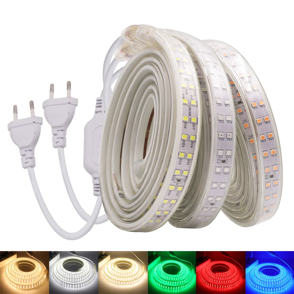 220В 2835 Светодиодный ленточный светильник двухрядный 180Led/m гибкая светодиодная