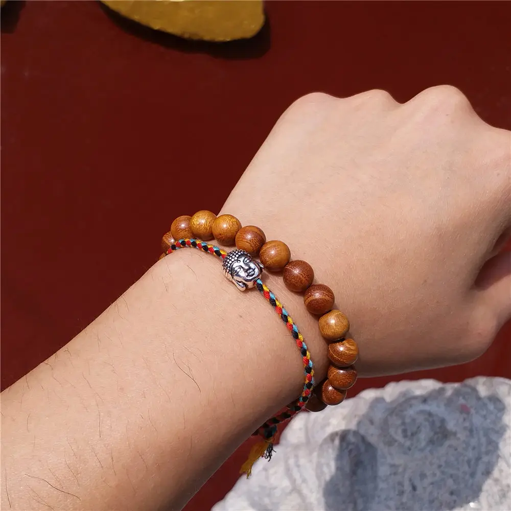 

Tibetan Buddhist Lucky Woven Amulet Tibet Cord Bracelets & Bangles For Women Men Handmade Rope Buddha Wooden Healing Bracelet