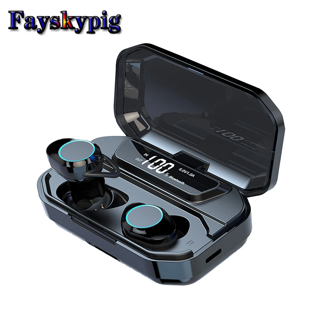 G02 TWS Bluetooth наушники 5,0 беспроводные Bluetooth наушники 9D стерео Музыкальная гарнитура сенсорное управление светодиодный дисплей 3300 мАч Внешний аккумулятор