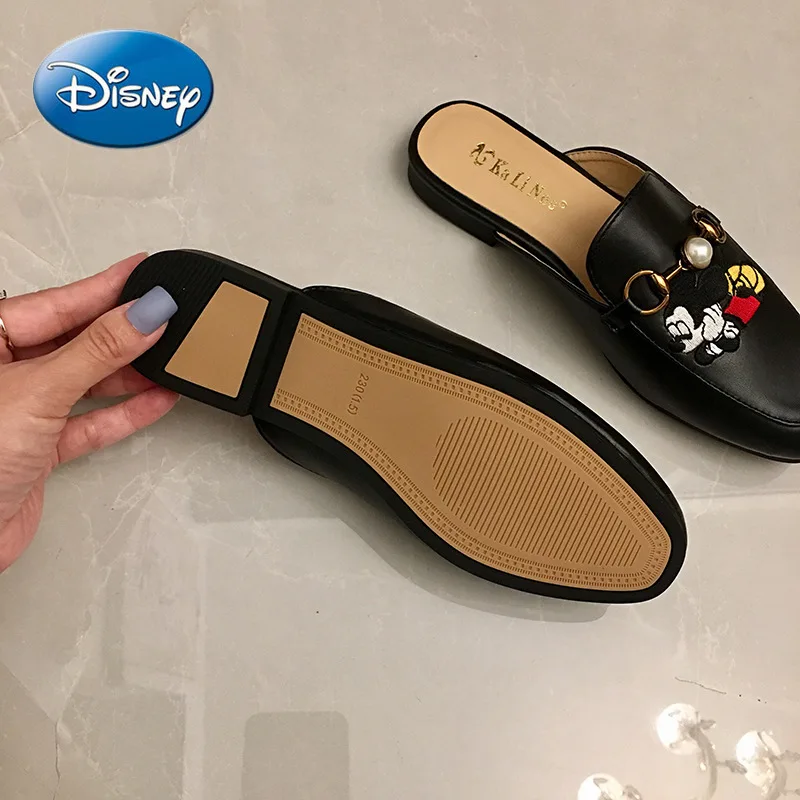 

Disney Mickey Mouse Non-slip Soft Bottom Comfortable Half Slippers Retro Muller Shoes Cartoon Slippers