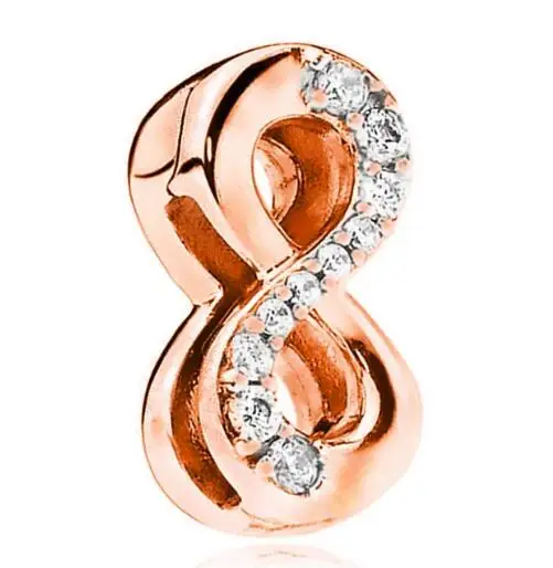 

Genuine 925 Sterling Silver Rose Gold Reflexions Sparkling Infinity With Crystal Beads Fit Pan Bracelet & Bangle Jewelry