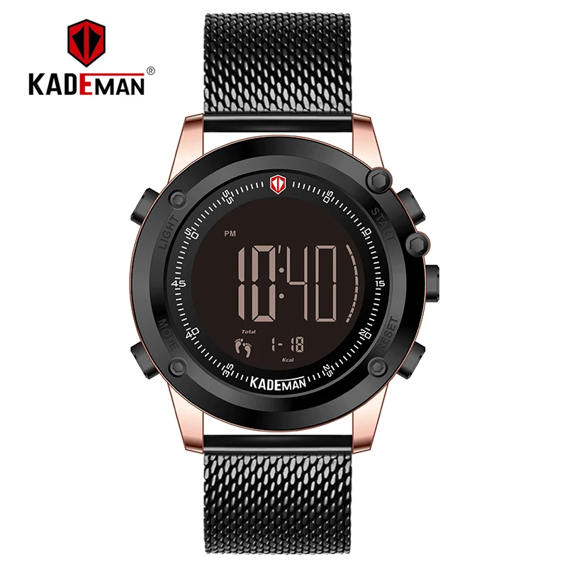 K698-RGB-S KADEMAN Tech цифровые часы модные спортивные мужские наручные часы Счетчик шагов 3ATM повседневные кожаные часы светодиодный дисплей Relogio Masculino - Цвет: K698-RGB-S
