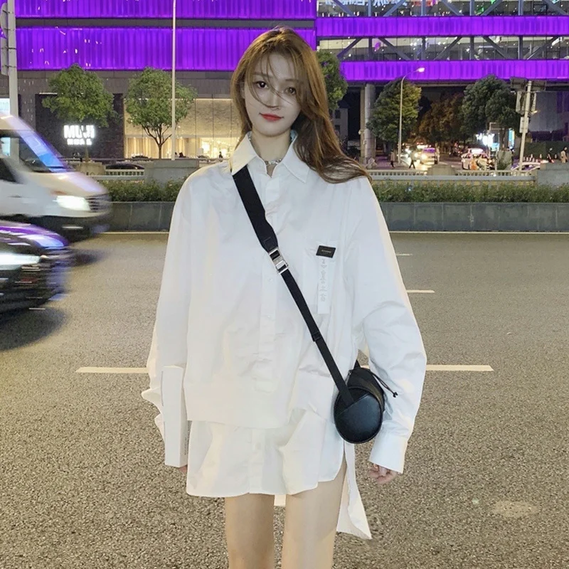 Белая рубашка с длинным рукавом женская дизайнерская 2021 Новый шикарный топ |