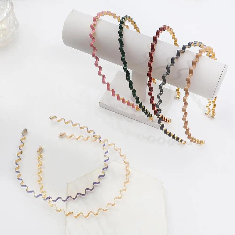 Обруч для волос с металлическим ободом Женский блестящий обруч волнистыми