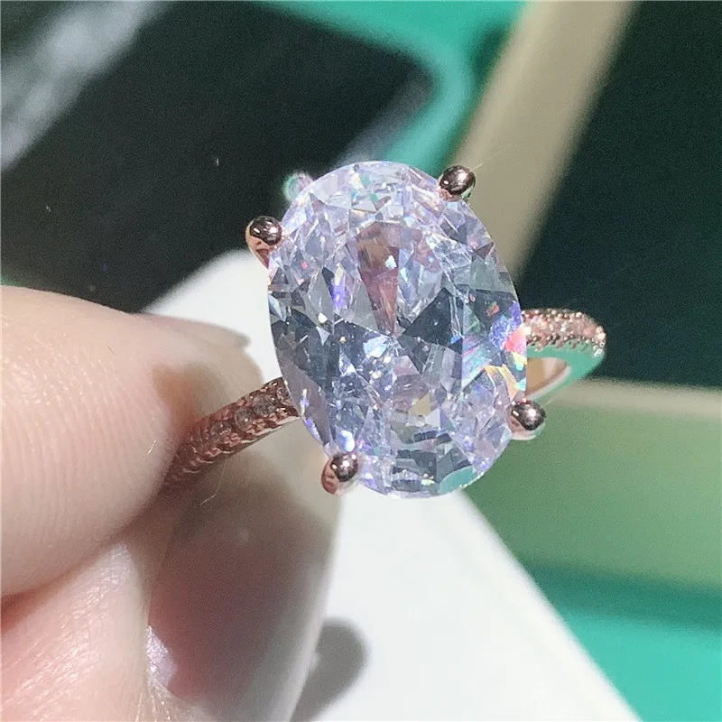choucong Promise Finger Ring Rose Gold Filled 925 Silver Oval cut 3ct AAAAA cz Engagement Band Rings For Wome Wedding Jewelry | Украшения и