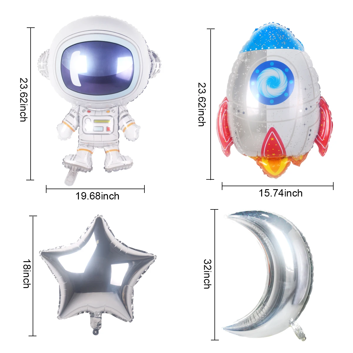 Astronaut Rocket Latex Balloons Outer Space Party Supplies Space Theme Birthday Party Decoration Kids Baby Shower Decor For Boy