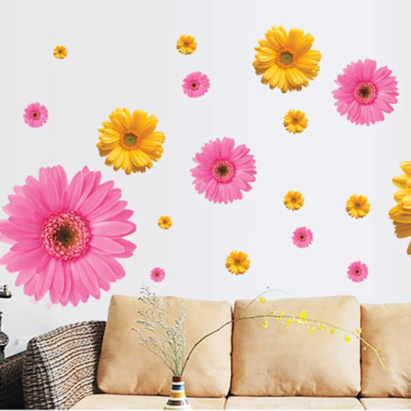 

Classic Three color daisy Wall Stickers for Bedroom Living Room TV Sofa Background home Decoration Removable Sticker