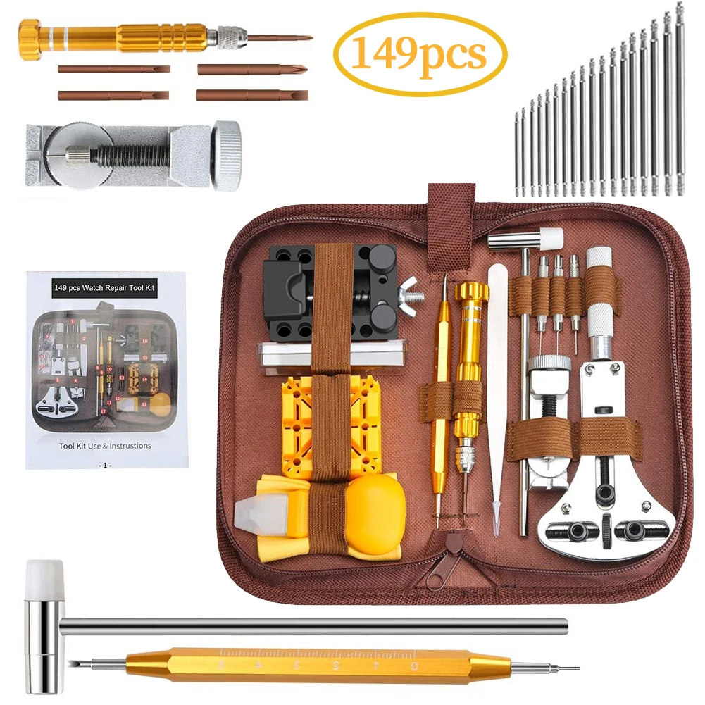 

149PCS Watch Repair Kit Back Case Holder Opener Removal Tool Watchmaker Kit Spring Bar Pin Repair Hand Tool Set 