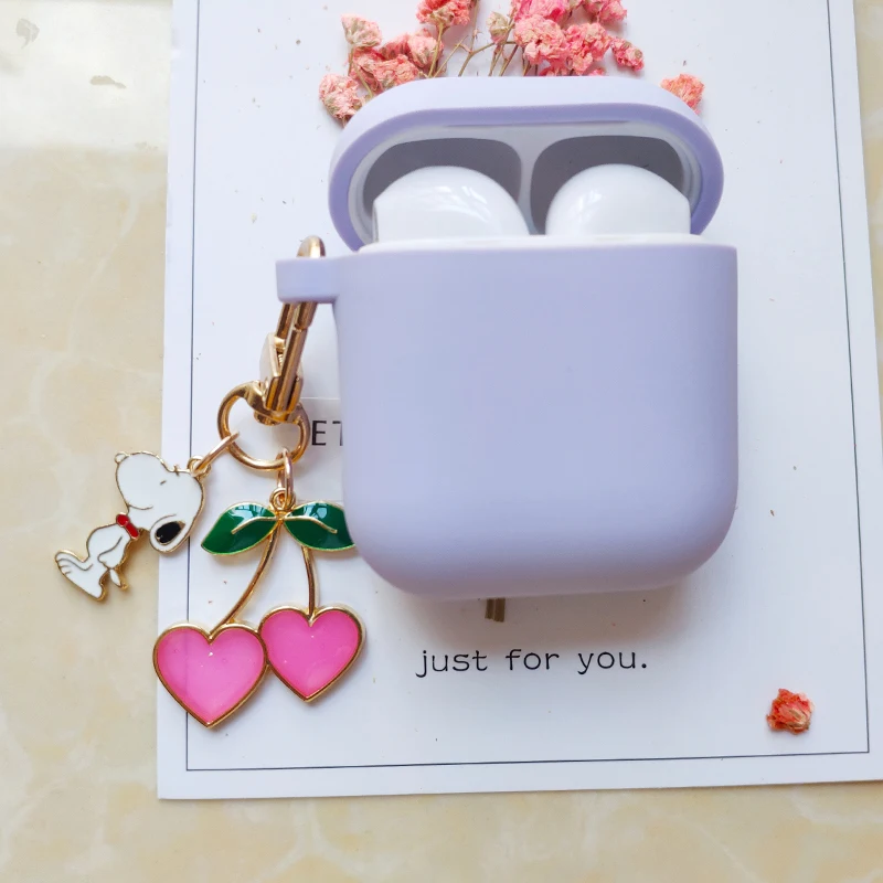 Милый корейский силиконовый чехол для Apple Airpods, чехол, аксессуары, Bluetooth наушники, мультяшный защитный чехол, вишневый собачий брелок