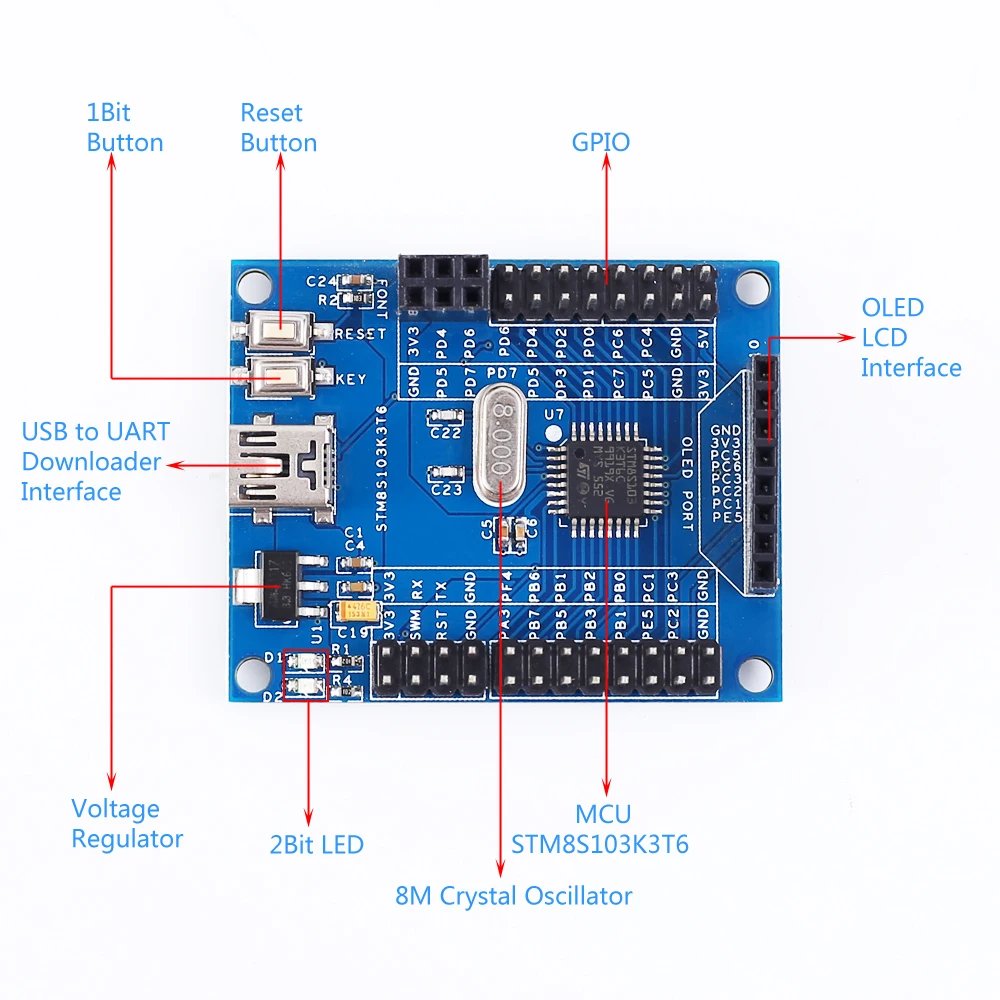 STM8S103K3T6 макетная плата ARM STM8S программируемый MCU контроллер STM8 системная