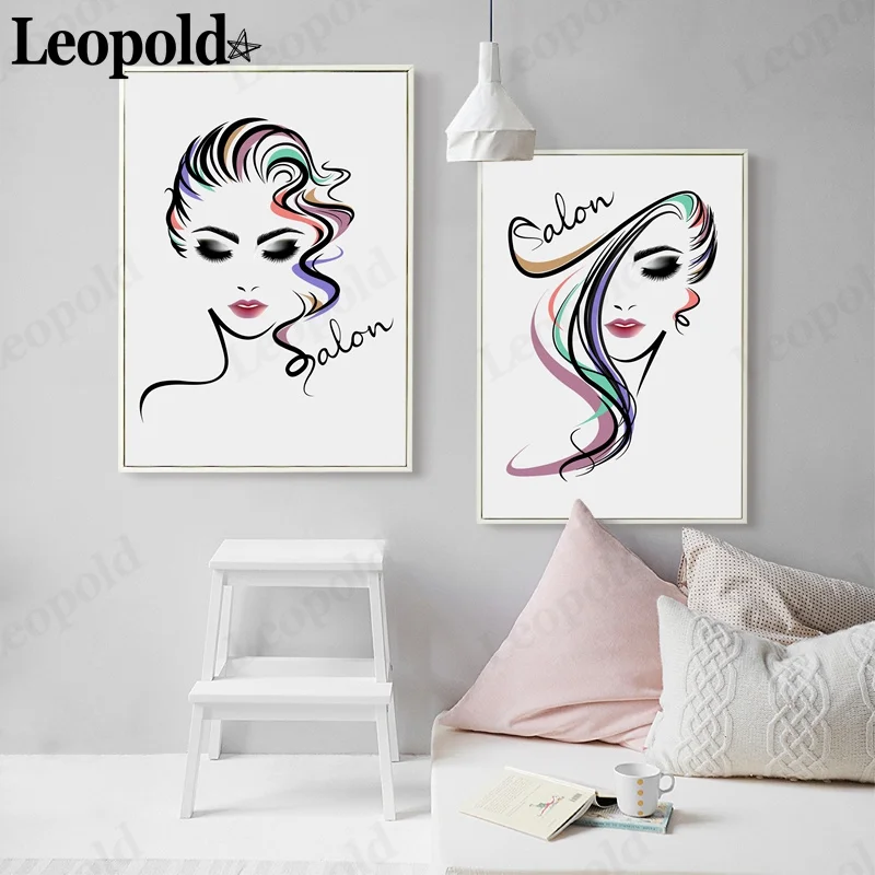 

Nordic Abstract Character Canvas Poster Beautiful Girl Painting Wall Art Modern Home Room Decoration Frameless Painting