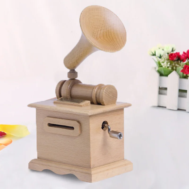 Деревянная музыкальная искусственная граммофон в стиле ретро Diy деревянная
