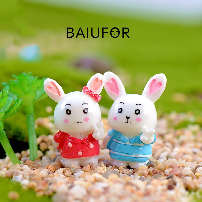 BAIUFOR миниатюрные кролик пара мультяшный дом кролика сказочный садовый декор Мини
