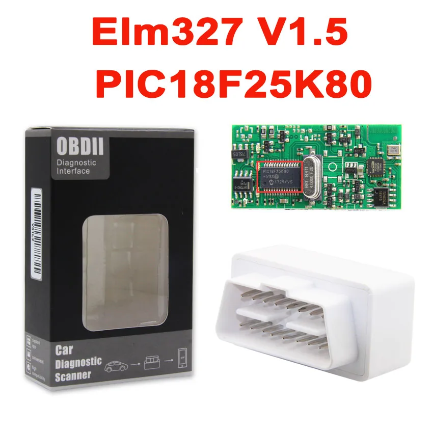 v1.5 PIC18F25K80 ELM327 V1.5 Bluetooth PIC18F25K80 V1.5 OBD2 сканер Диагностический адаптер мини ELM 327 v1.5 OBD OBDII считыватель кодов сканирующий инструмент - Цвет: v1.5 PIC18F25K80
