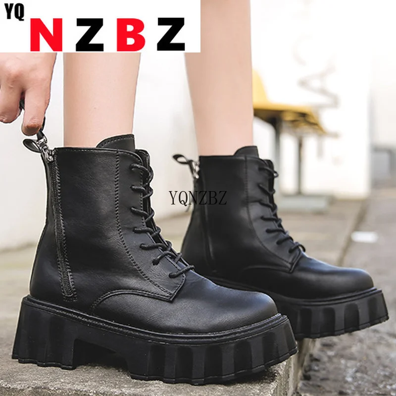 

Ботильоны женские на толстой подошве, водонепроницаемые полусапожки на платформе, с квадратным носком, на молнии, на шнуровке, модные пикан...