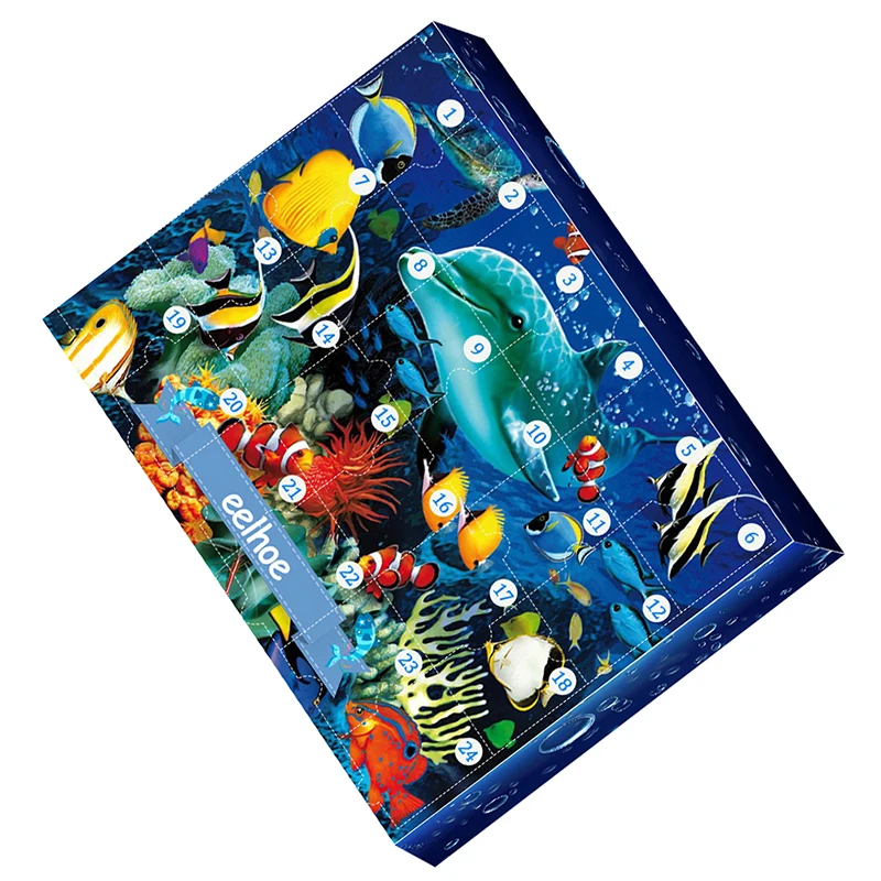 

24PCS Christmas Advent Calendar Marine Animal Toy Christmas Countdown Surprise Gift For Kids Boys And Girls
